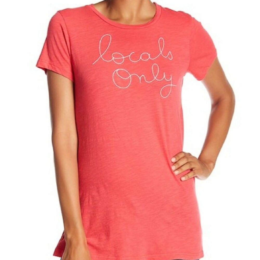 Sundry Embroidered Locals Only Tee Hibiscus